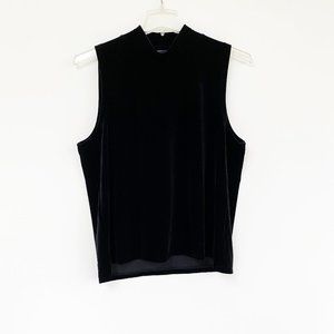 J. Crew Black Velvet High Neck Stretch Tank XL